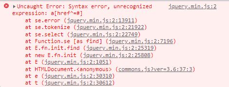 uncaught error syntax error unrecognized expression