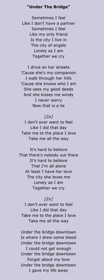 Under A Bridge Lyrics