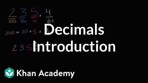 Understand Decimals 4th Grade Math Khan Academy Introducing Decimals  4th Grade - Introducing Decimals  4th Grade