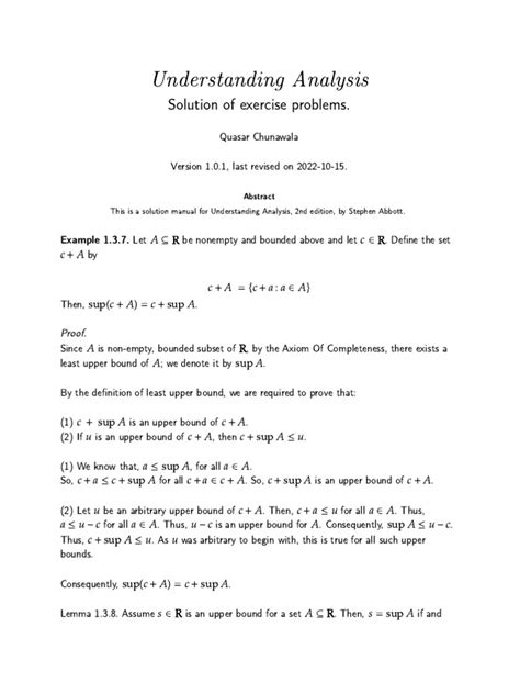 Understanding Analysis Solutions