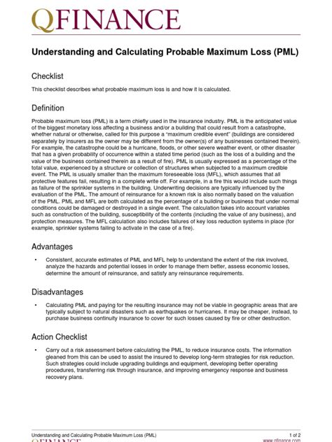 Understanding And Calculating Probable Maximum Loss Pml