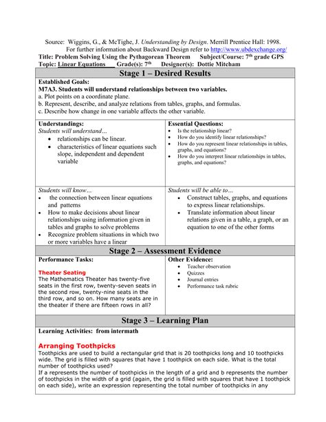 Understanding By Design Lesson Plans Physics