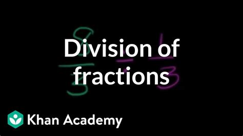 Understanding Division Of Fractions Video Khan Academy Fractions For 6th Graders - Fractions For 6th Graders