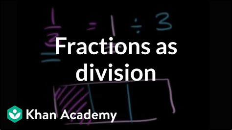 Understanding Fractions As Division Video Khan Academy Interpret A Fraction As Division - Interpret A Fraction As Division