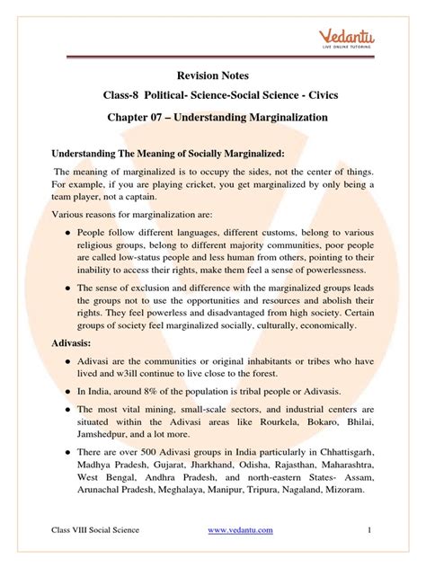 Understanding Marginalisation Class 8 Notes
