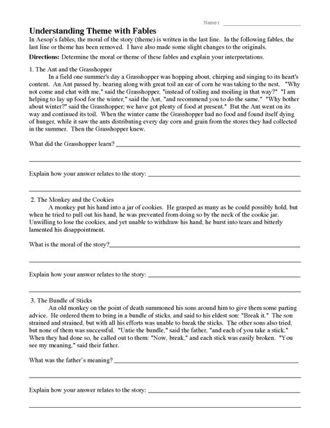 Understanding Theme With Fables Review Answers