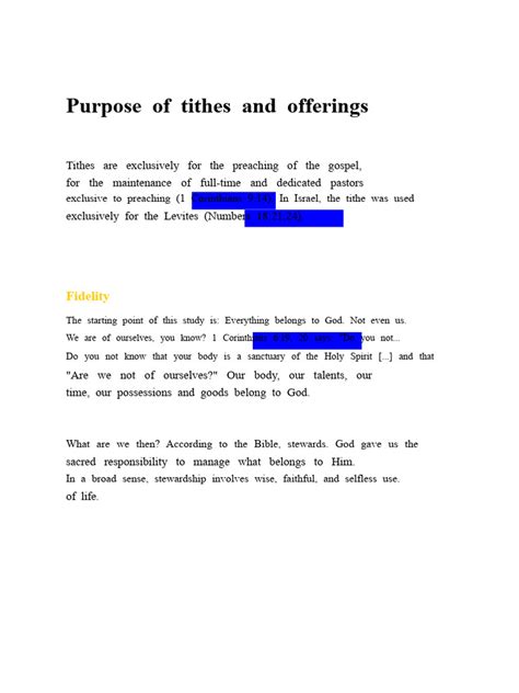 understanding tithes offerings