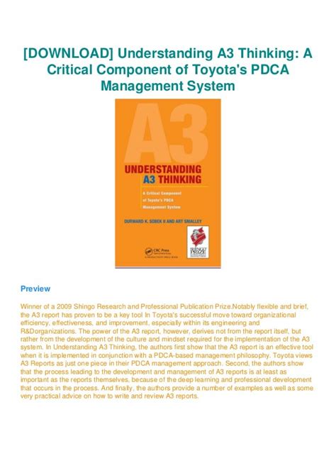 Full Download Understanding A3 Thinking A Critical Component Of Toyotas Pdca Management System 