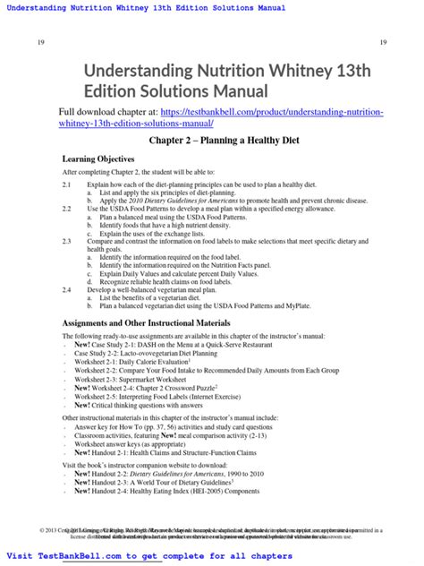 Download Understanding Nutrition 13Th Edition Diet Analysis File Type Pdf 