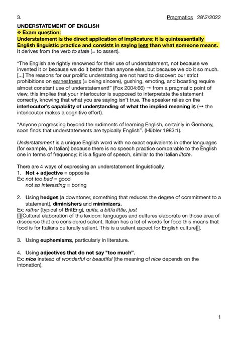 understatement betekenis in het engels