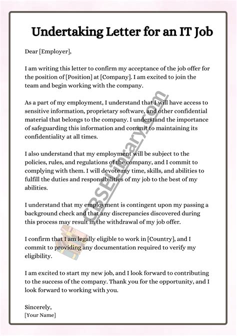 Undertaken Letter