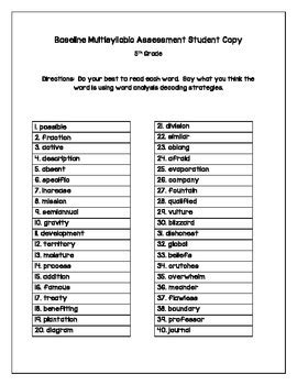 Unfamiliar Multisyllabic Words Fifth Grade English Worksheets Open Syllable Word List 5th Grade - Open Syllable Word List 5th Grade