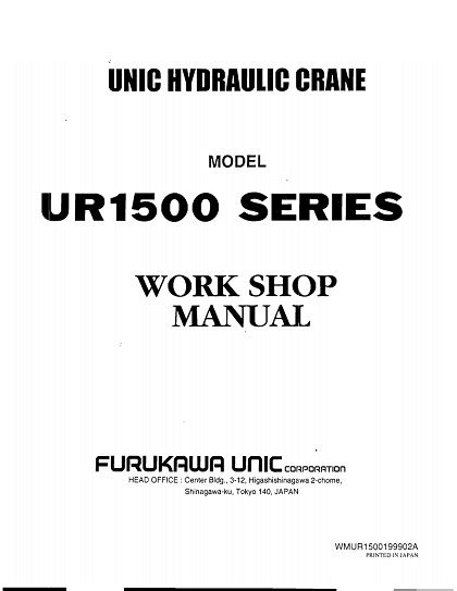 Read Unic Ur1500 Hydraulic Crane Workshop Service Manual 
