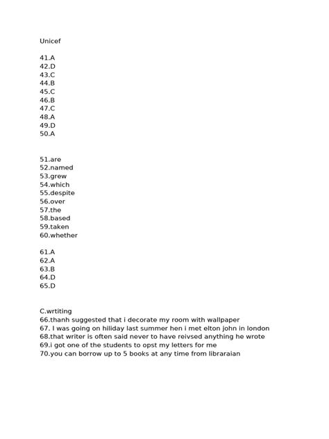 Unicef Written Test Sample For Mrm