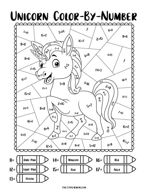Unicorn Color By Number Printable Little Sprout Art Printable Color By Number Unicorn - Printable Color By Number Unicorn