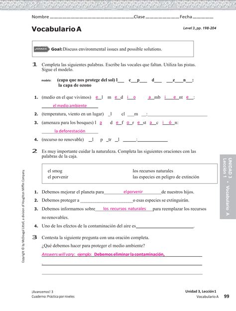 Unidad 2 Leccion 2 Answer Key