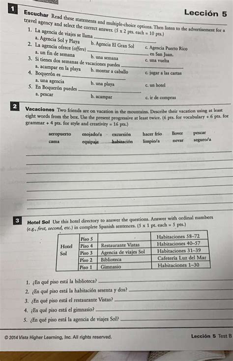 unidad 5 leccion 2 answer key