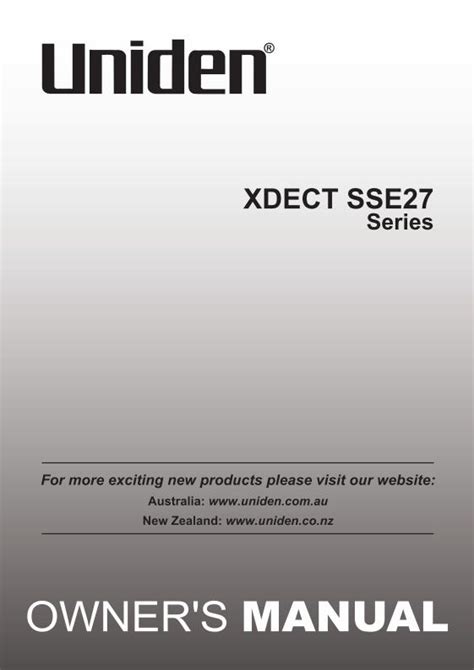 Read Online Uniden Xdect Sse27 Manual 