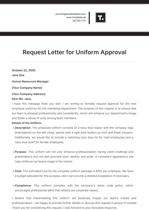 Uniform Proposal Letter Sample