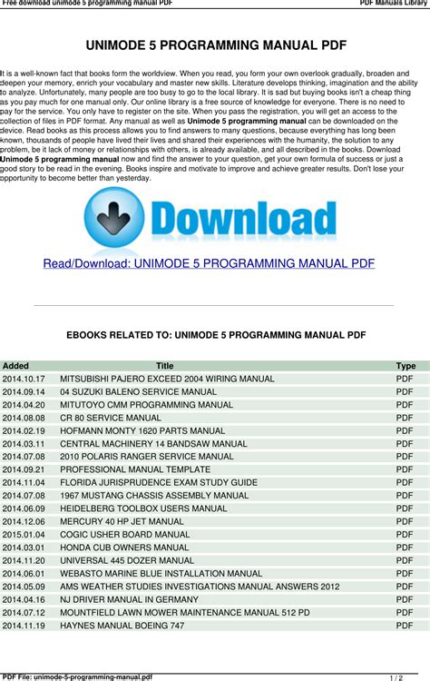Read Online Unimode 5 Programming Manual 