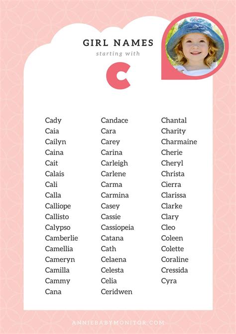 unique girl names that start with a c