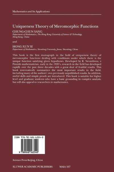 Uniqueness Theory Of Meromorphic Functions