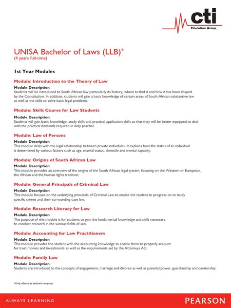 Unisa Law Modules 2014