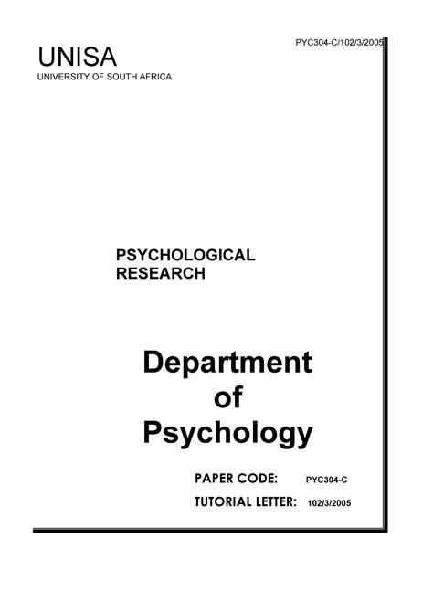 Download Unisa Past Exam Papers Psychology 