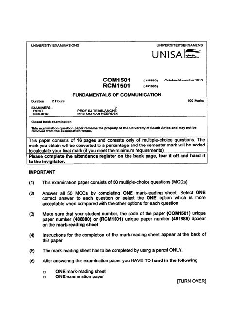 Full Download Unisa Past Exam Papers With Answers Ecs1501 