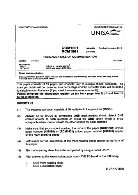 Read Online Unisa Previous Exam Papers Free 