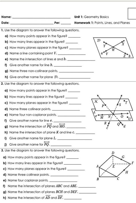 Unit 1 Geometry Basics Homework 6 Angle Relationships Answer Key