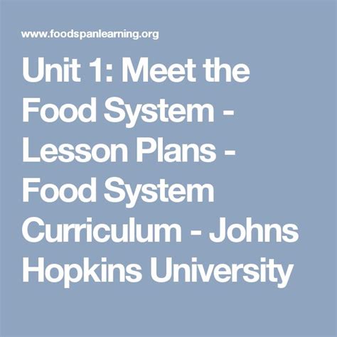 Unit 1 Meet The Food System Foodspan Food Science Lessons - Food Science Lessons