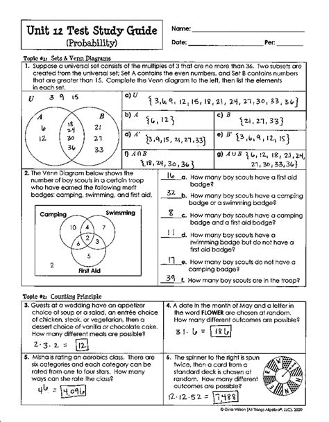 Unit 1 Test Study Guide Geometry Basics Answers