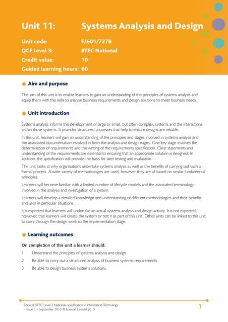 Unit 11 Systems Analysis And Design Edexcel