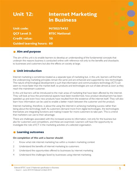 Unit 12 Internet Marketing In Business M2