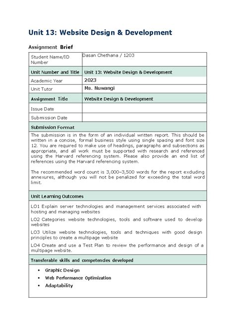 Unit 13 Website Development Assignment 1 Features Of