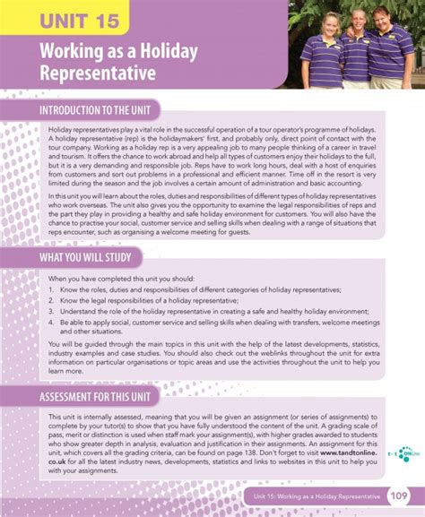 Unit 15 Working As A Holiday Representative Edexcel
