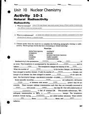 Unit 17 Nuclear Chemistry Study Guide Answers