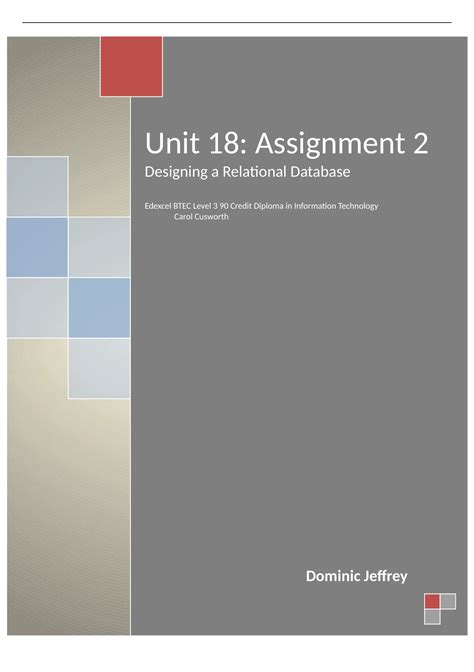 Unit 18 Database Design Assignment