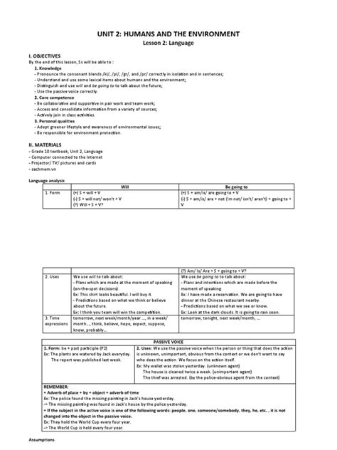 unit 2 humans and the environment | Ting Anh 10 Unit 2 Humans and