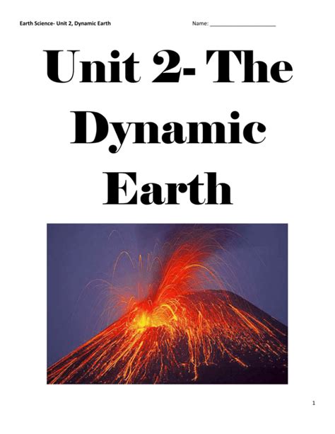 Unit 2 The Dynamic Earth Answer Key