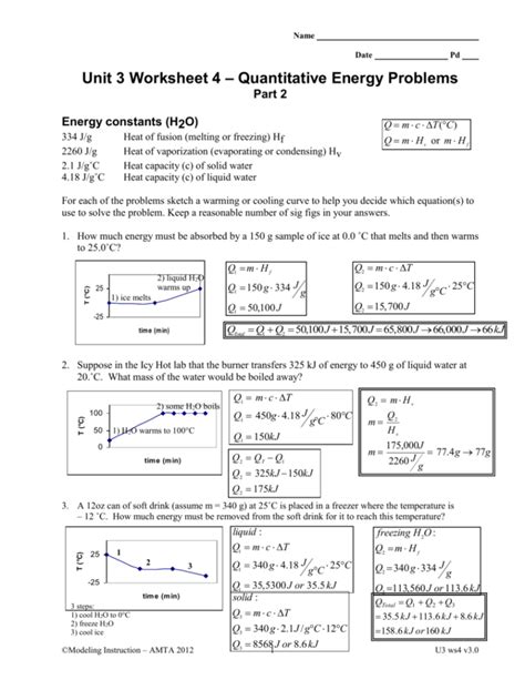 Unit 3 4 Quantitative Energy Problems Answers