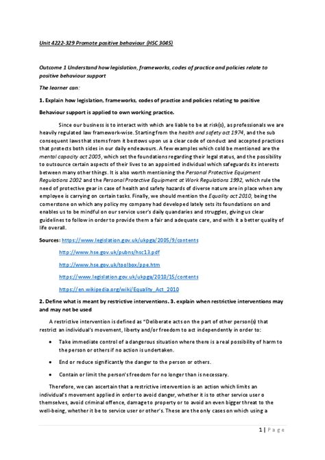 Unit 329 Promote Positive Behaviour