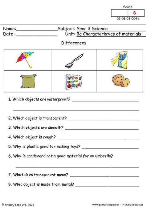 unit 3c science test year3