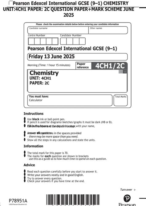 unit 4 chemistry edexcel mark scheme 2013
