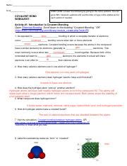 Unit 4 Covalent Bonding Webquest Answer Key