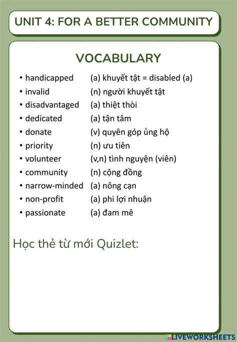 unit 4 for a better community | Ting Anh 10 Global Success Unit 4