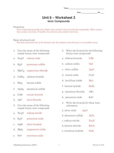 Unit 6 Worksheet 4 Molecular Compounds Answer Key Chemistry Unit 6 Worksheet 4 - Chemistry Unit 6 Worksheet 4