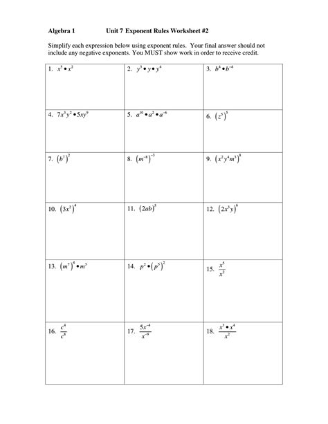 Unit 7 Exponent Rules Worksheet 2 Answers Kamberlawgroup 8th Grade Exponents Rules Worksheet - 8th Grade Exponents Rules Worksheet