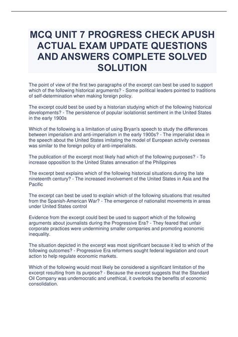Unit 7 Progress Check Mcq Answers